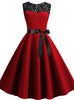 Retro Sleeveless Lace Stitching Dress