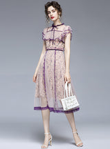 Broken Lace Stitching Gauze Dress