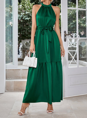 Casual Halter Solid Color Dress
