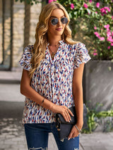 V-neck Loose Casual Short Sleeve Shirt