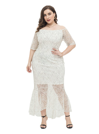 White Lace Off the Shoulder Short Sleeve Dress