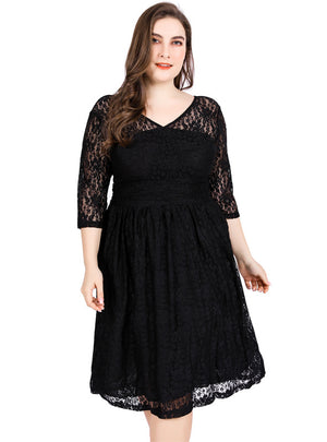 V-neck 3/4 sleeve Backless Sexy Dress