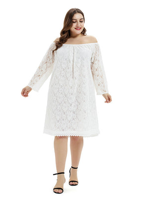 Plus Size Lace Long Sleeve Party Dress