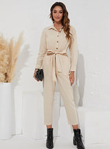 Lapel Fashion High Waist One-piece Pants