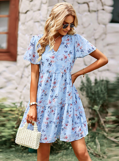 Summer V-neck printed Dress