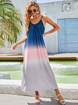 Straps Color Contrast Backless Dress