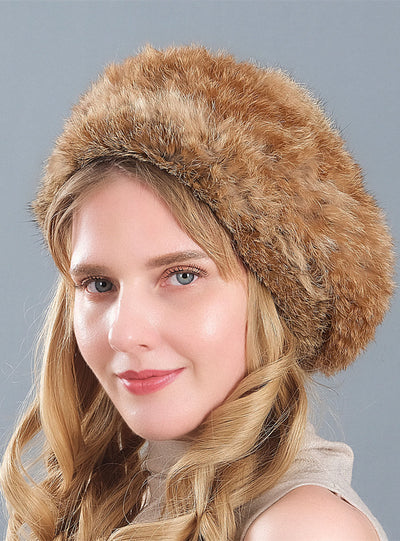 Rabbit Fur Hat Winter Ladies Warm Hat