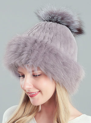 Warm Winter Fox Fur Hat Fox Fur Ball Hat