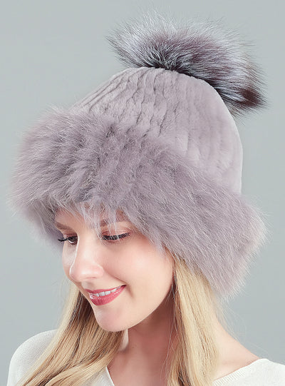 Warm Winter Fox Fur Hat Fox Fur Ball Hat