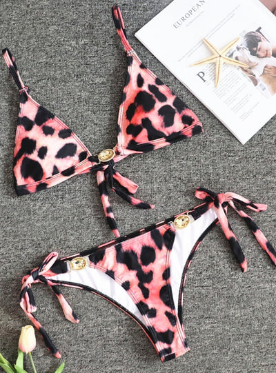 Leopard Print Sexy Backless Bikini