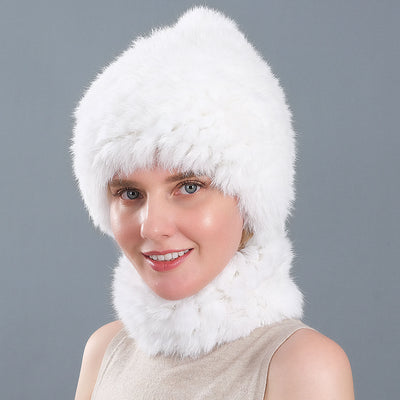 Rabbit Fur Hat Winter Rabbit Fur Scarf Set
