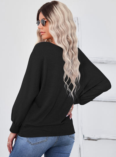 Loose Round Neck Long Sleeve Stitching T-shirt Top