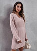 Women V-neck Long Sleeve Sweater Dress