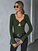 Sexy Hollow Slim Knit Long Sleeve T-shirt