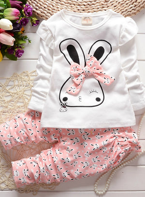 2Pcs Kids Twinset Top T Shirt +Plaid Pants Leggings