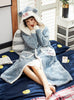 Women Gray Warm Pajamas Bathrobe Panda