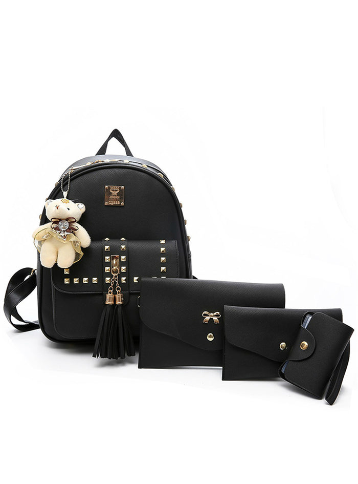 Black Backpack School Bags For Teenage Girls 