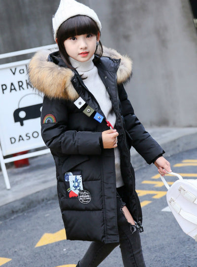 Fur Collar Hooded Children Down Coat Outerwear 
