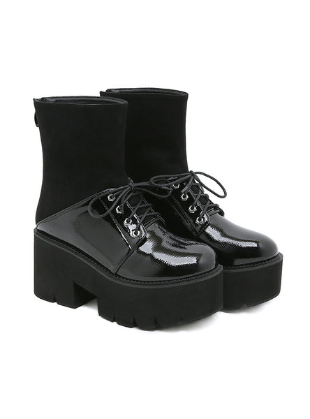 Rear Zipper Splicing Female Boots