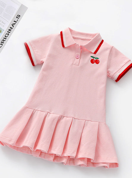 Children's Cotton Pleated Short Sleeve Dress
