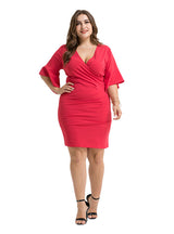 Knitted Trumpet Sleeve Sexy Slim Dress