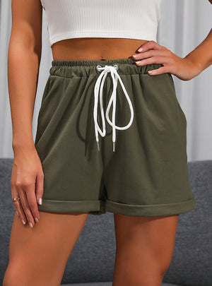 Casual Wide-leg Loose Lace-up Shorts