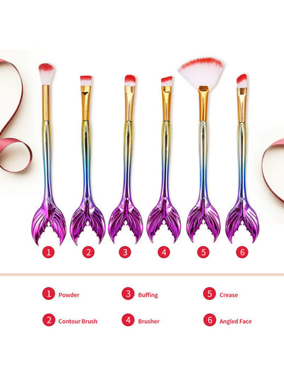 6Pcs Base Blending Makeup Brush Set Fishtail 