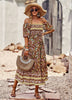 Beach Square Neck Bohemian Print Dress