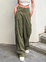 Straight Woven Tooling Pocket Casual Pants