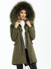 Fashion Jacket Parka Fur Hood and Rabbit Fur Inside 