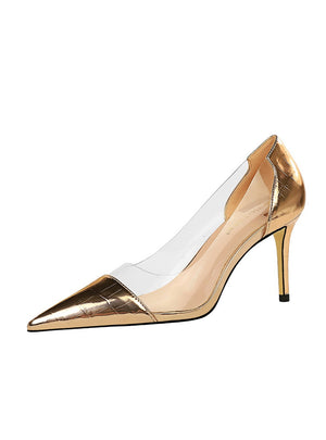 Pointed Metal Transparent Hollow Shoes