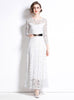 White Long Sleeve Lace Long Dress