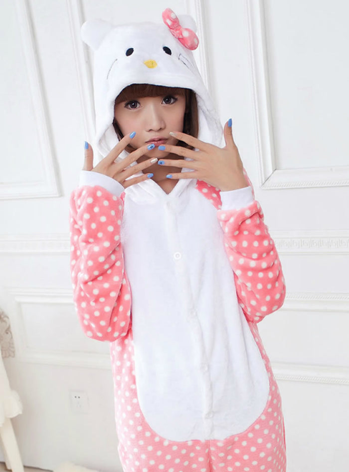 Dot Cat Costume Pajamas Sleepwear Onesie 