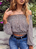 Off the Shoulder Leopard Print Long Sleeve Shirt