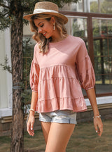 Round Neck Cotton Linen T-shirt