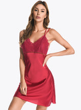 Lace Silk-like Sling Nightgown