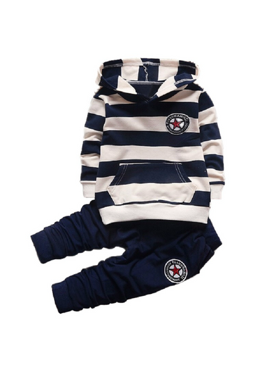 Long Sleeve Striped Hoodies Baby Kids Suits