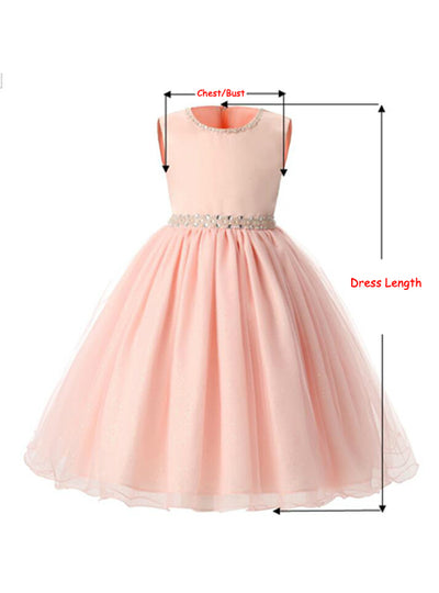 Pink Children Dresses For Girls Kids Formal Wear
