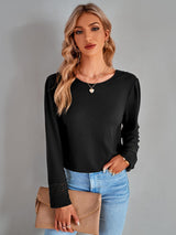 V-neck Solid Color Casual Top