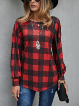 Leisure and Holiday Plaid T-shirt Top