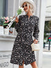 Printed Lace Up Round Neck Floral Dress