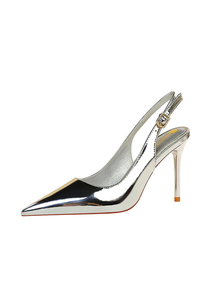 Shallow Pointed Hollow Back Strap Shoes