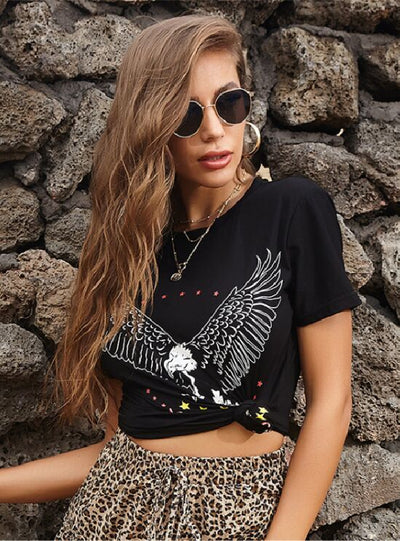 Printed Short Sleeve Pullover T-shirt