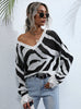 V-neck Knitted Long Sleeve Pullover Sweater