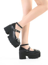 Metal Chain Thick Bottom Belt Buckle Shoes