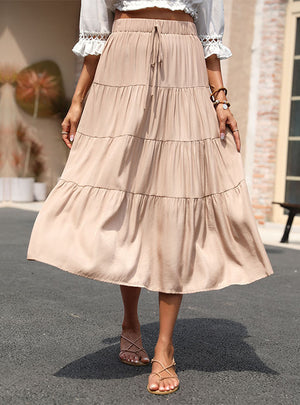 Cake Skirt Elastic Waist Rayon Skirt