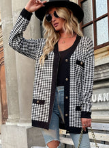 Retro Long-sleeved Houndstooth Sweater