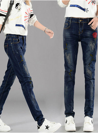 Blue Denim Pencil Pants For Taller Ladies