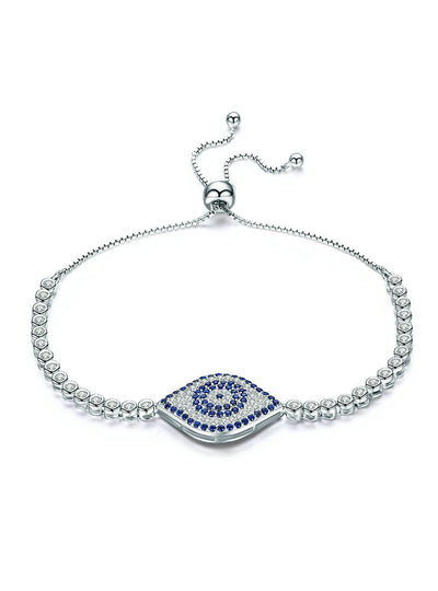 925 Sterling Silver God Eyes Tennis Bracelet Clear 