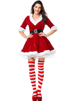 V Necked Unkempt Skirt Party Christmas Girl Outfit